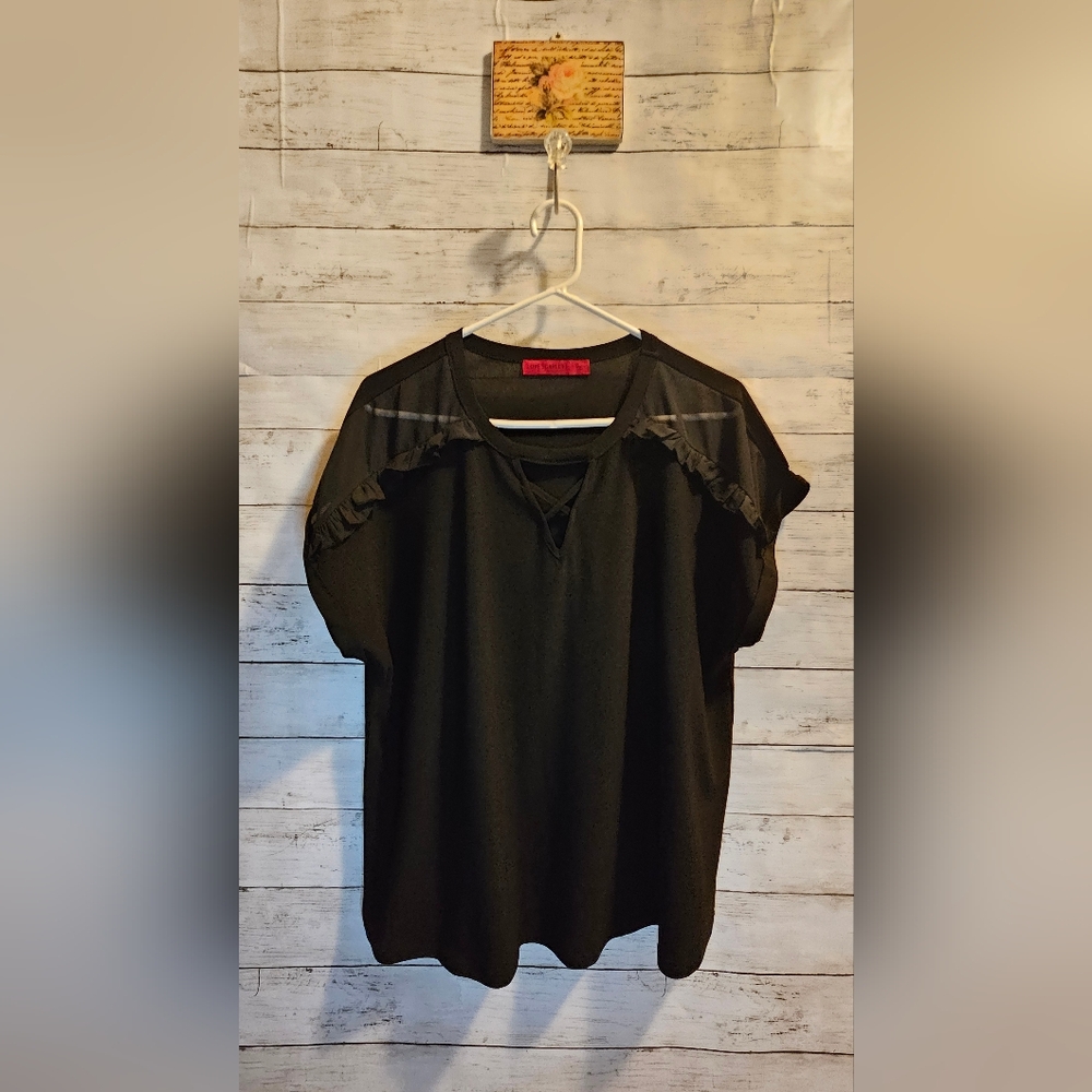 Love Scarlette Blouse 1X Womens Black